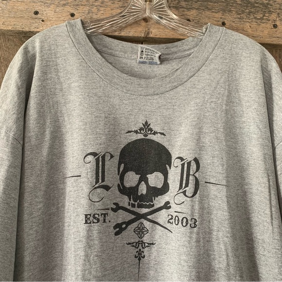 Men’s 2XL Vintage BAYSIDE LINEMAN Electrical Pole Work T-Shirt Gray Heather USA - Picture 2 of 11